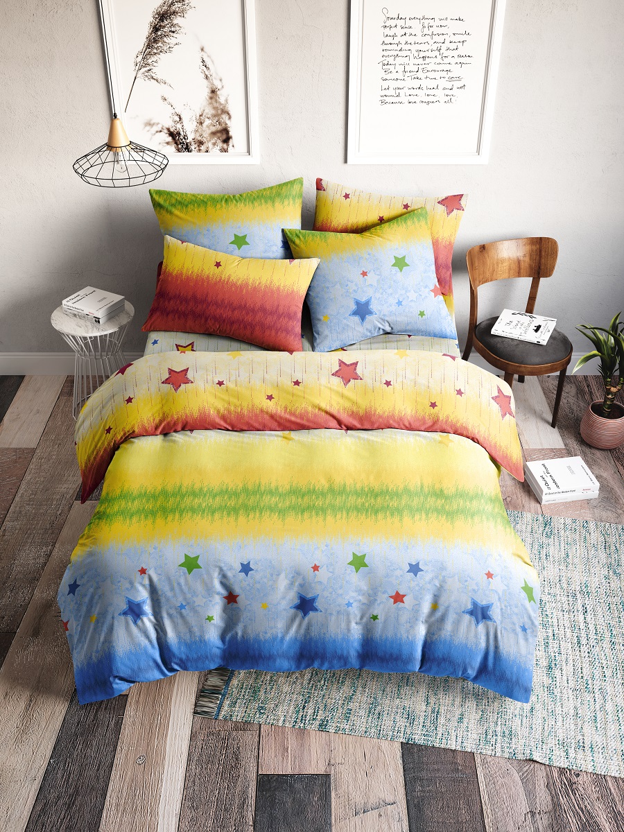 

Постельное Белье Ночь Нежна Звездочки желт. 9869-3 Бязь 1.5 сп. 50х70