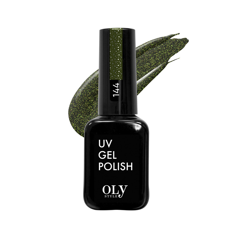 Купить Гель-лак для ногтей Oly Style UV Gel Polish DARK SHINE т.144 Мерцающий зеленый 10 мл