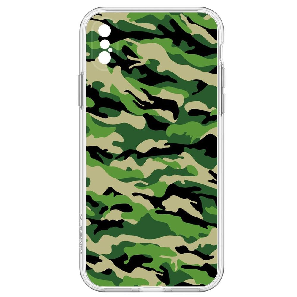 

Чехол-накладка Камуфляж зеленый для iPhone XS, Прозрачный