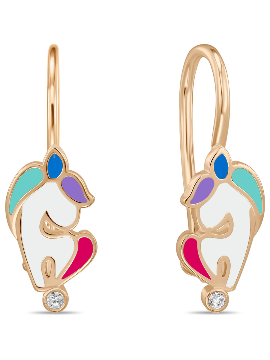 Серьги из красного золота MIUZ Diamonds E2028-KID-0103, эмаль/фианит