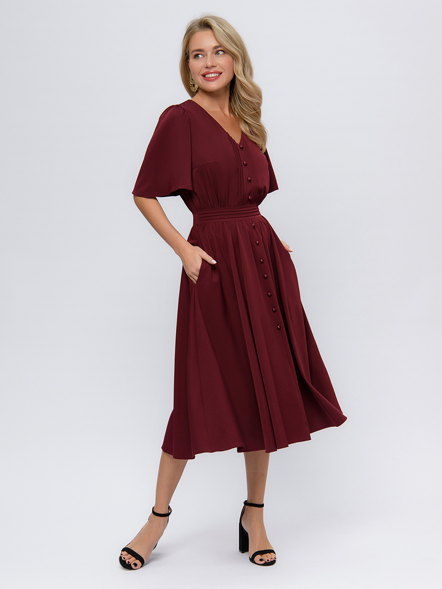 

Платье женское 1001dress 0102393 фиолетовое 46 RU, Бордовый, 0102393