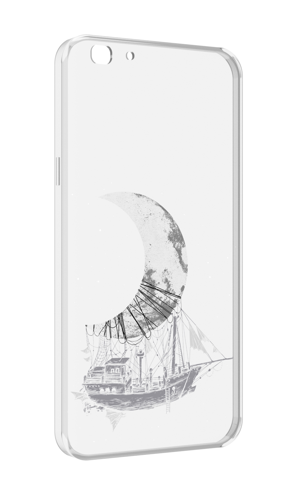 

Чехол MyPads черно белый корабль полумесяц для Oppo A77/F3 (2017 год), Прозрачный, Tocco