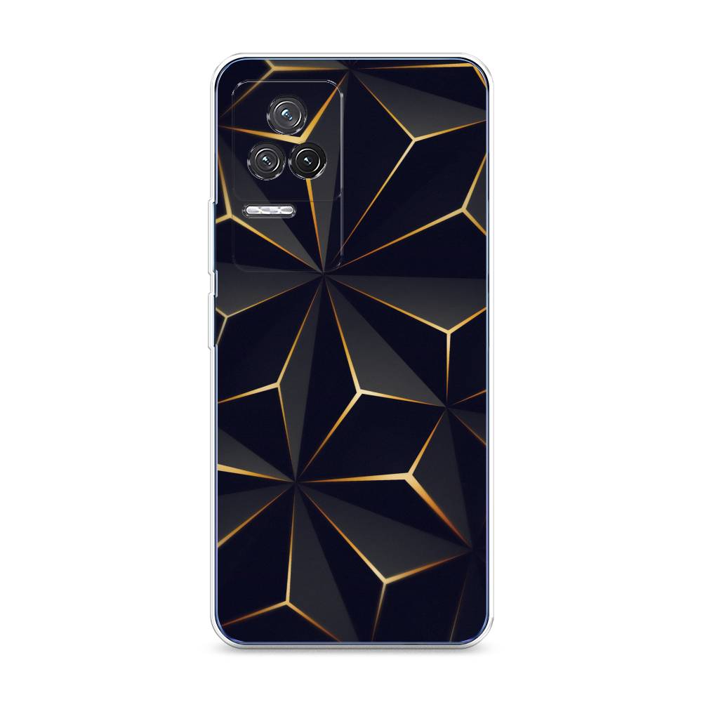

Чехол на Xiaomi Redmi K50 "Черные полигоны", Золотистый;черный, 312250-3