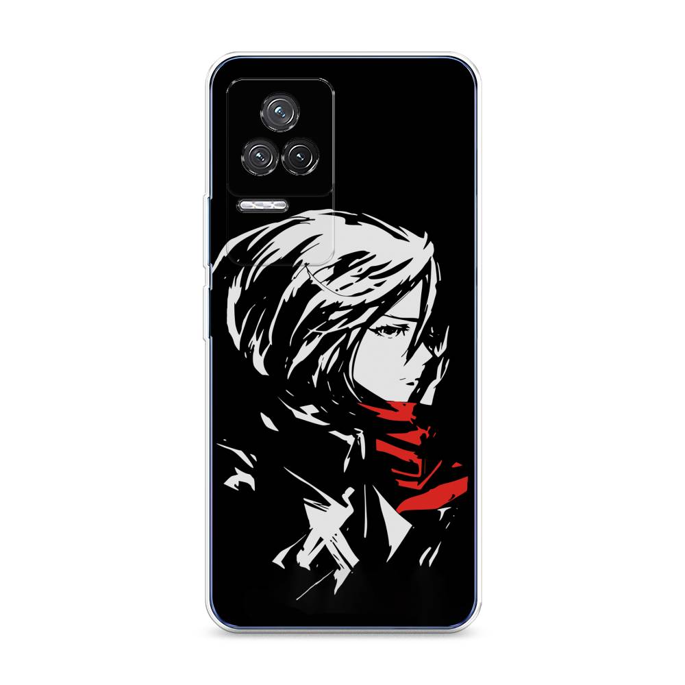 

Чехол на Xiaomi Redmi K50 "Микаса минимализм", Черный;серый;красный, 312250-4