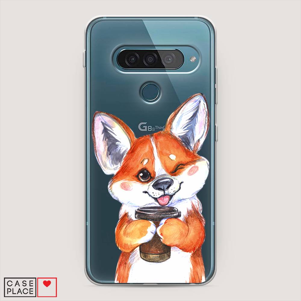 

Чехол для LG G8s ThinQ "Корги с кофе", Оранжевый;белый, 84050-4