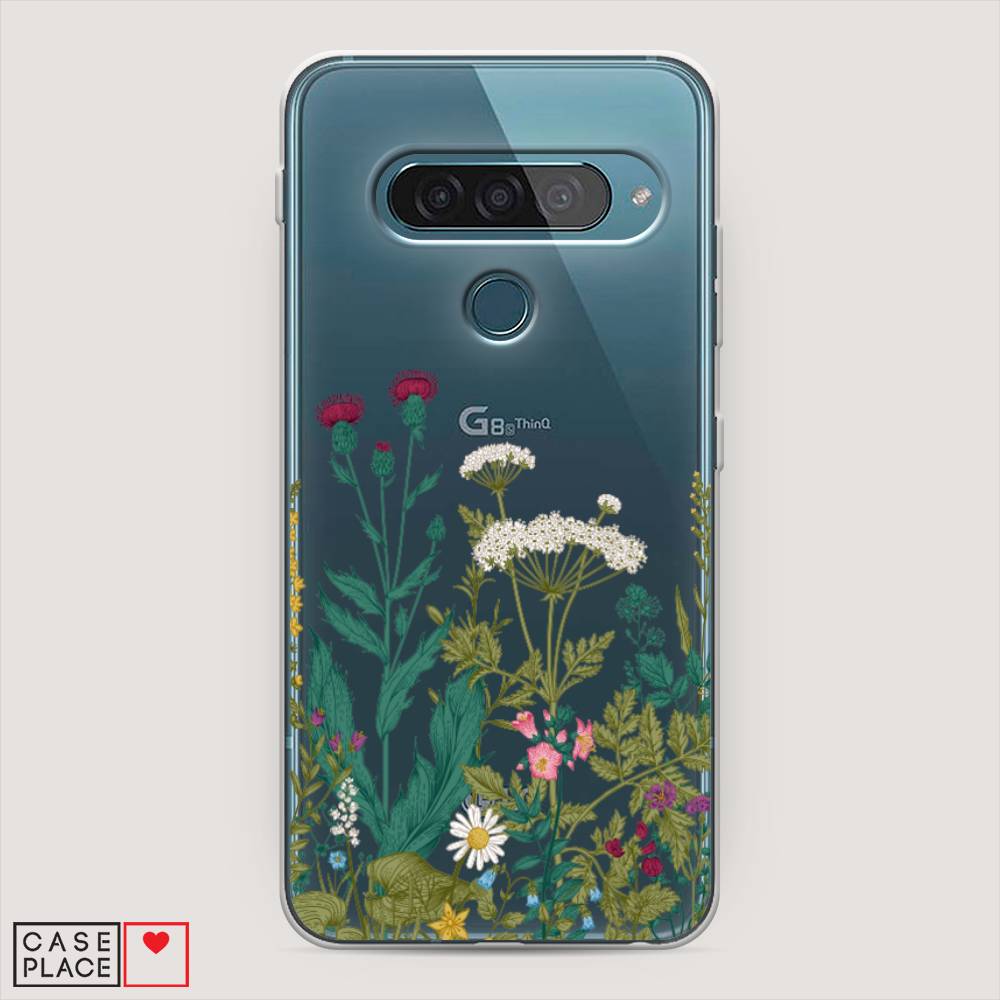 

Чехол для LG G8s ThinQ "Дикие полевые цветы", Зеленый;розовый;белый, 84050-2