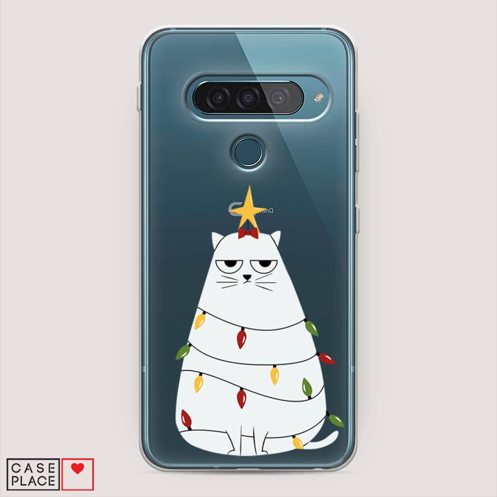 

Чехол для LG G8s ThinQ "Котик в гирлянде", Белый;красный;желтый, 84050-1