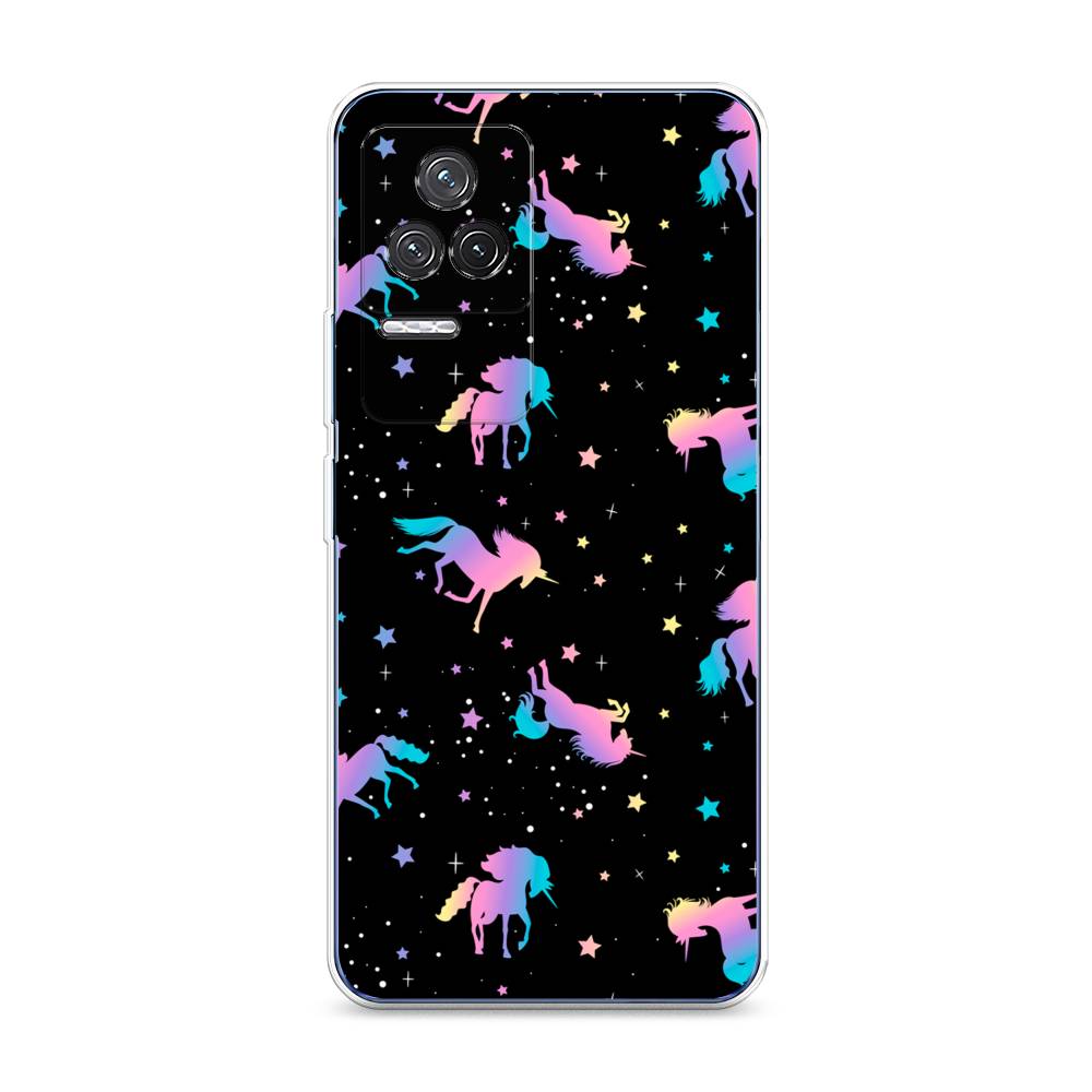 

Чехол на Xiaomi Redmi K50 "Единороги градиент", Черный;розовый;голубой, 312250-1
