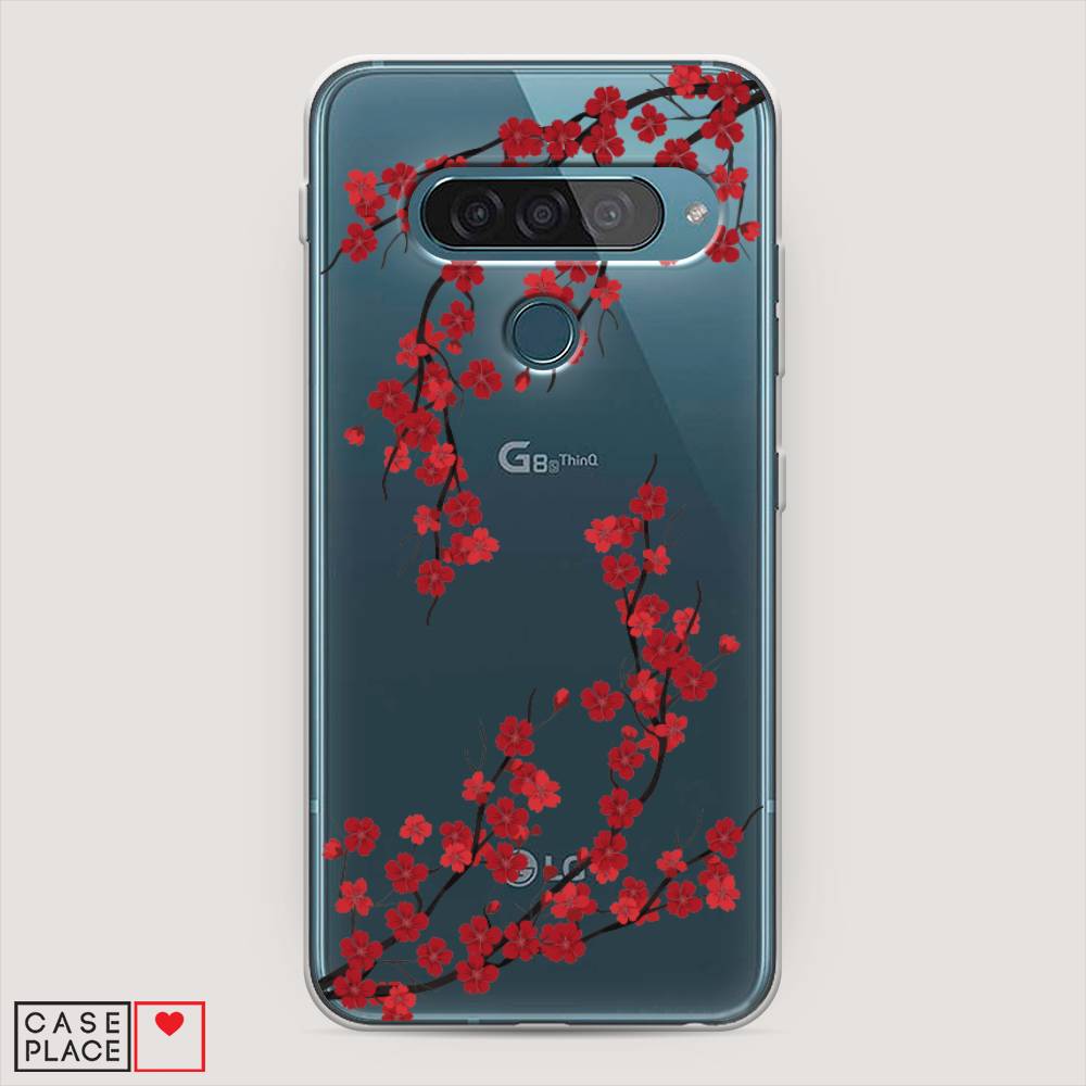 

Чехол для LG G8s ThinQ "Красная сакура", Красный;черный, 84050-2