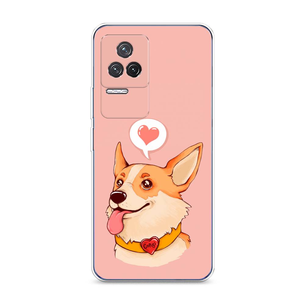

Чехол на Xiaomi Redmi K50 "Корги язык", Розовый;коричневый, 312250-1
