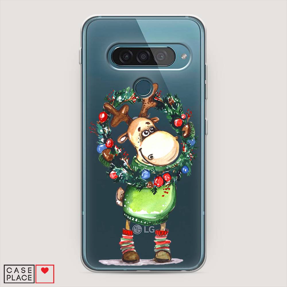 

Чехол для LG G8s ThinQ "Олень с новогодним венком", 84050-4