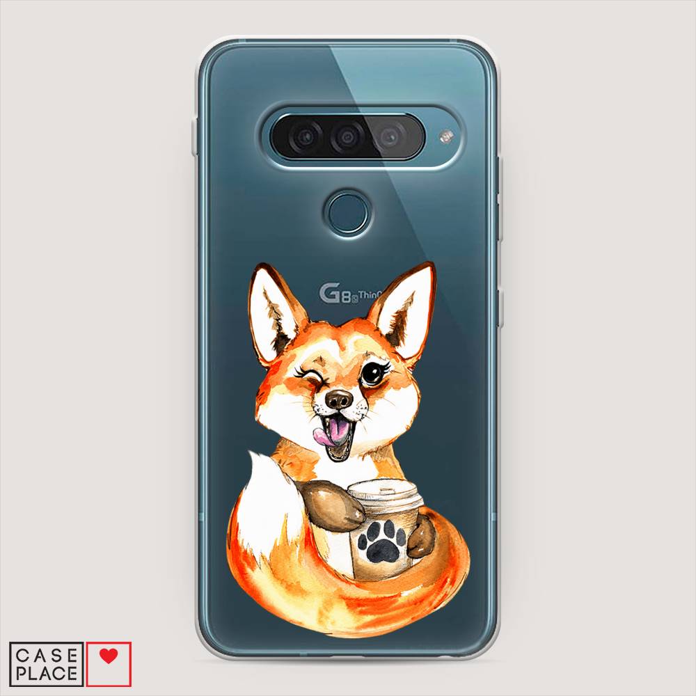 

Чехол для LG G8s ThinQ "Подмигивающая лиса с кофе", Оранжевый;белый;коричневый, 84050-4