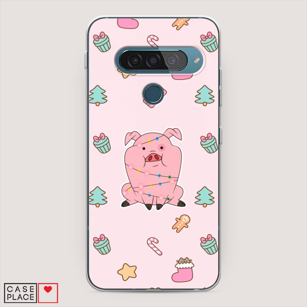 

Чехол для LG G8s ThinQ "Розовая свинка", Розовый;зеленый, 84050-5