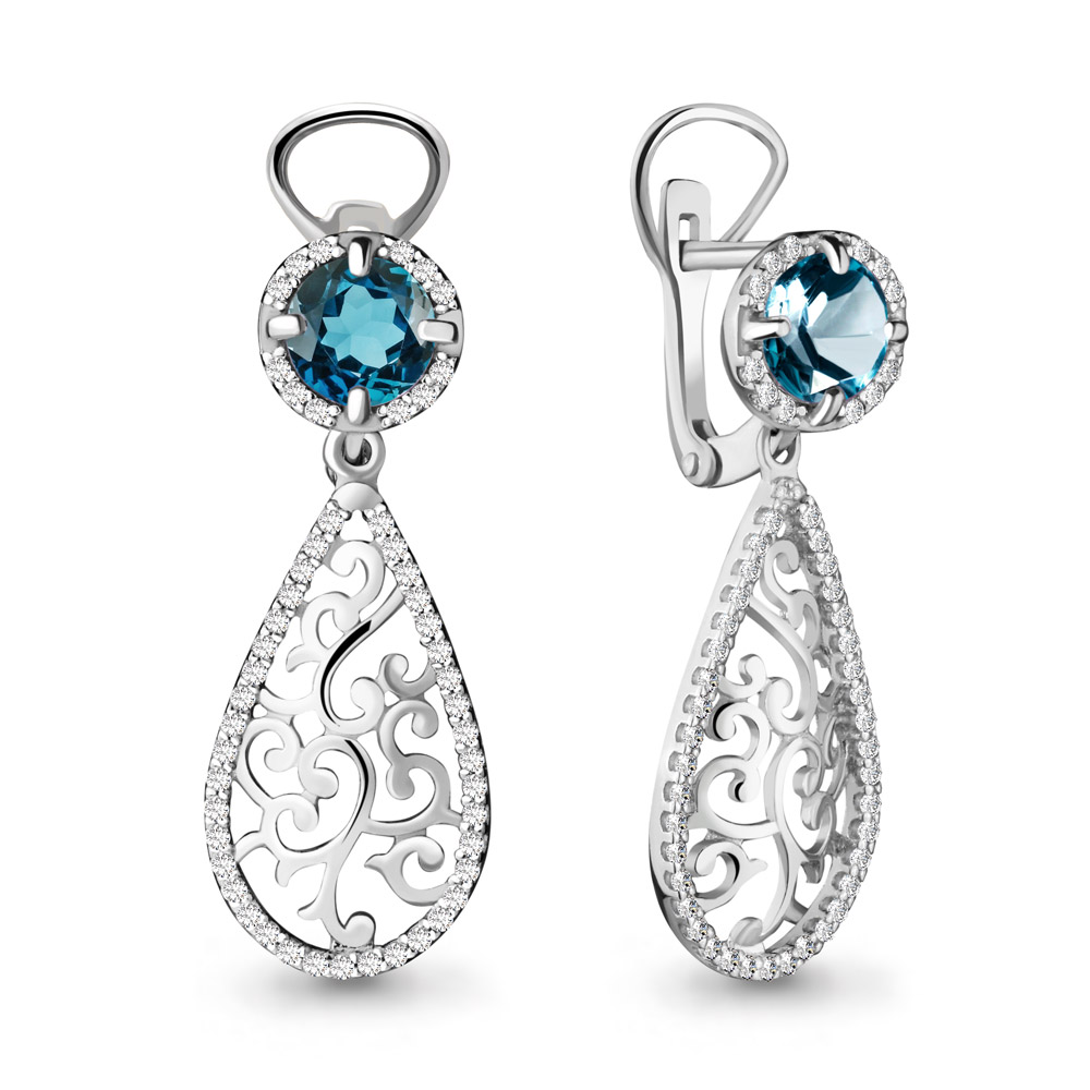 

Серьги из серебра с топазом Aquamarine 4437108А_925_р, 4437108А_925_р