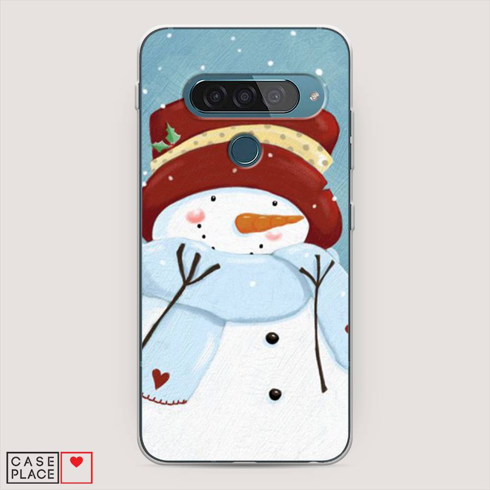 

Чехол для LG G8s ThinQ "Застенчивый снеговик", Голубой;белый;красный, 84050-5