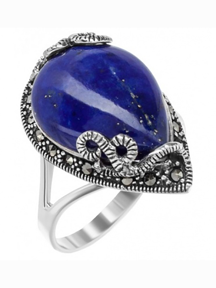 

Кольцо с лазуритами и марказитами из серебра р. 17,5 Марказит HR1072-12833, HR1072-12833