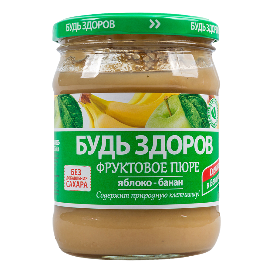 

Фруктовое пюре Будь здоров яблочно-банановое 450 г