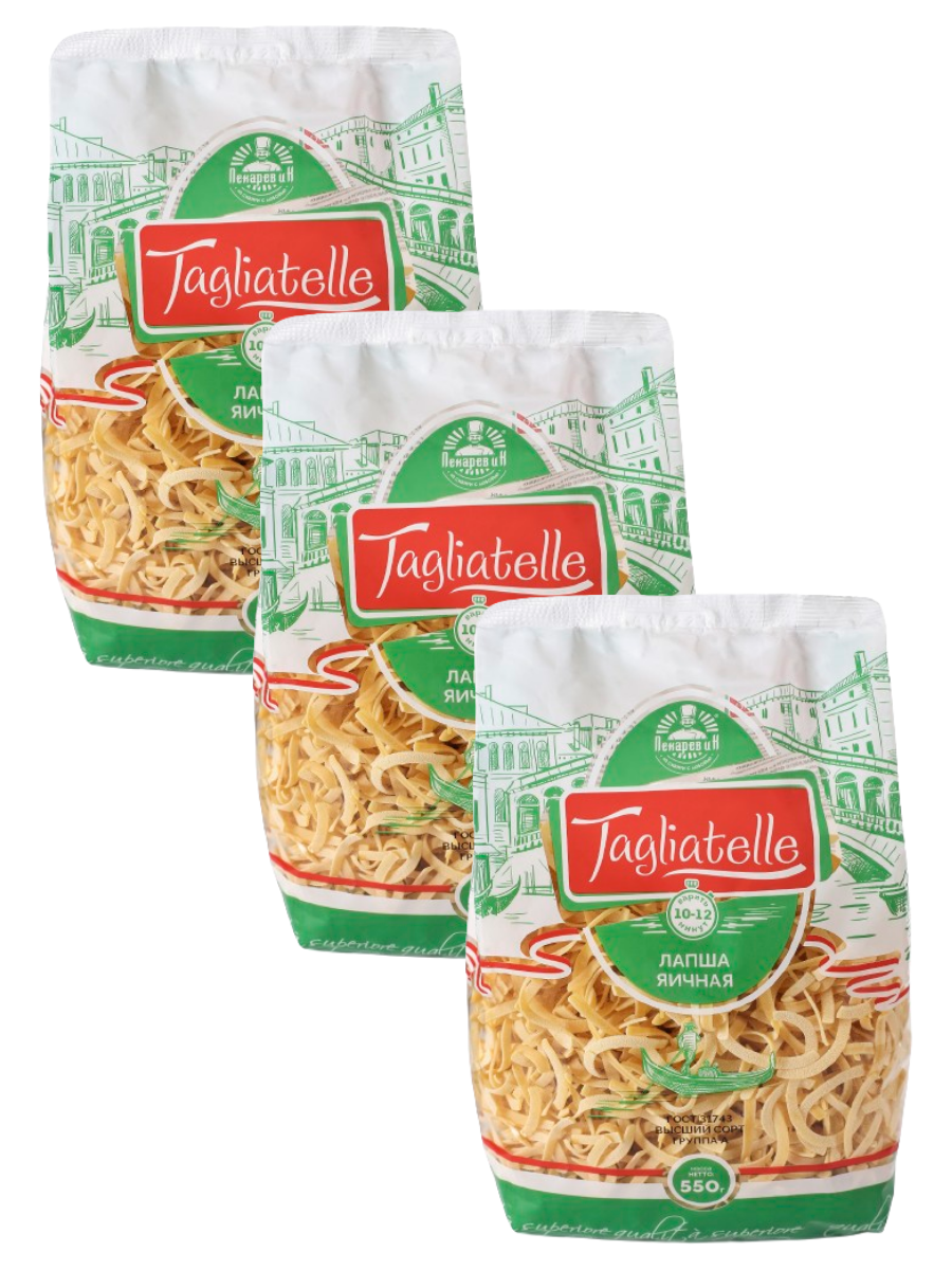 

Лапша Пекарев и К яичная Tagliatelle, 550 г х 3 шт