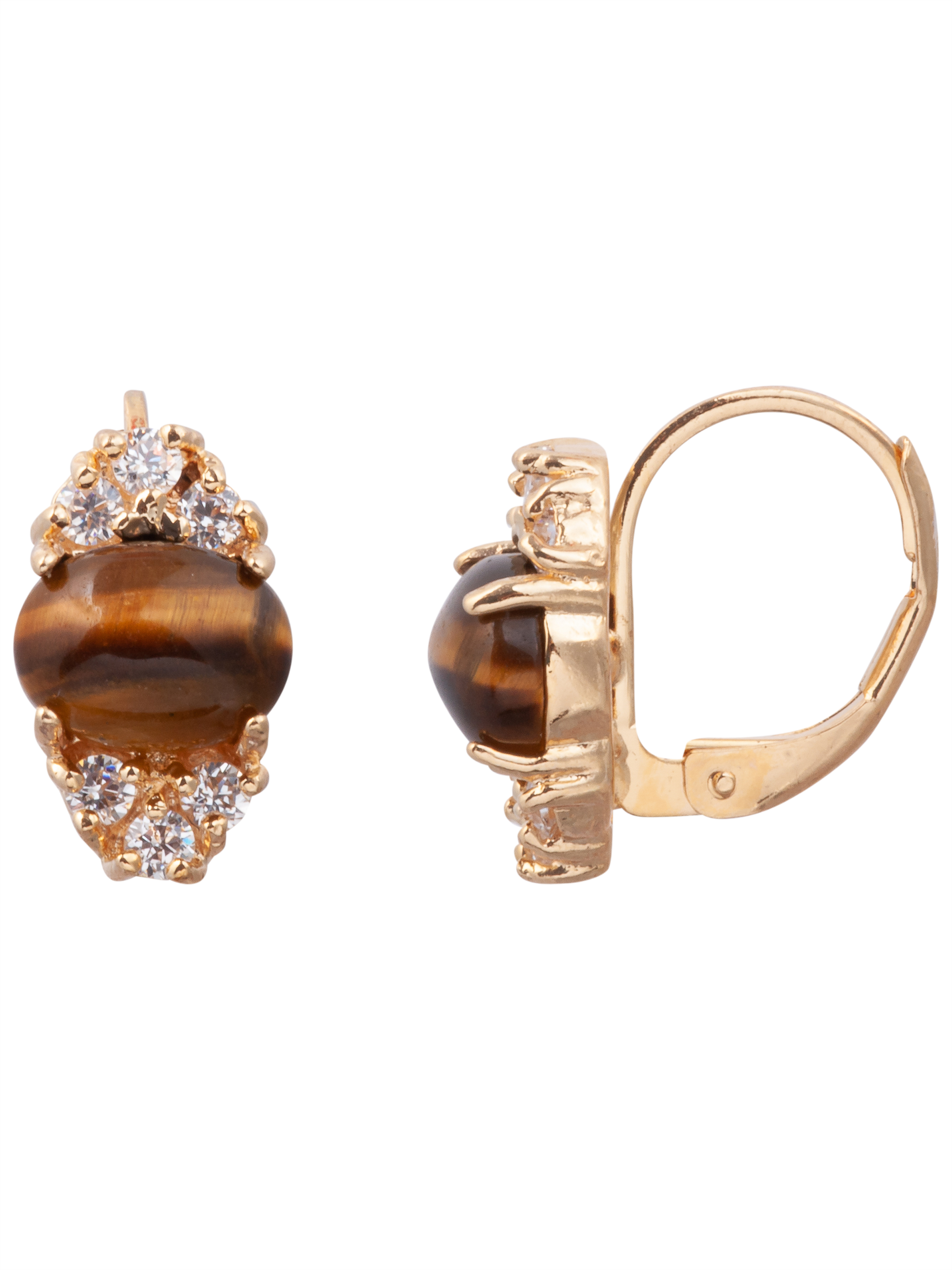 

Серьги из ювелирного сплава Lotus Jewelry 39E-24ti, тигровый глаз/циркон, 39E-24ti