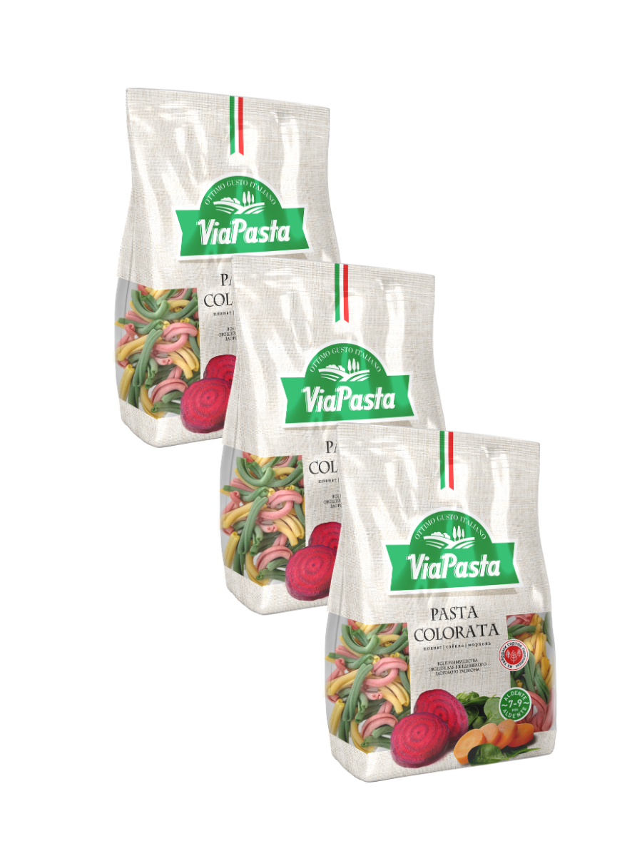 

Макароны Via Pasta фигурные с обогащающими добавками Pasta Colorata, 400 г х 3 шт