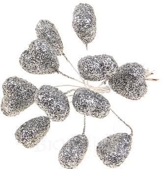 Застежка-украшение Сердечки серебряные, 12 шт.