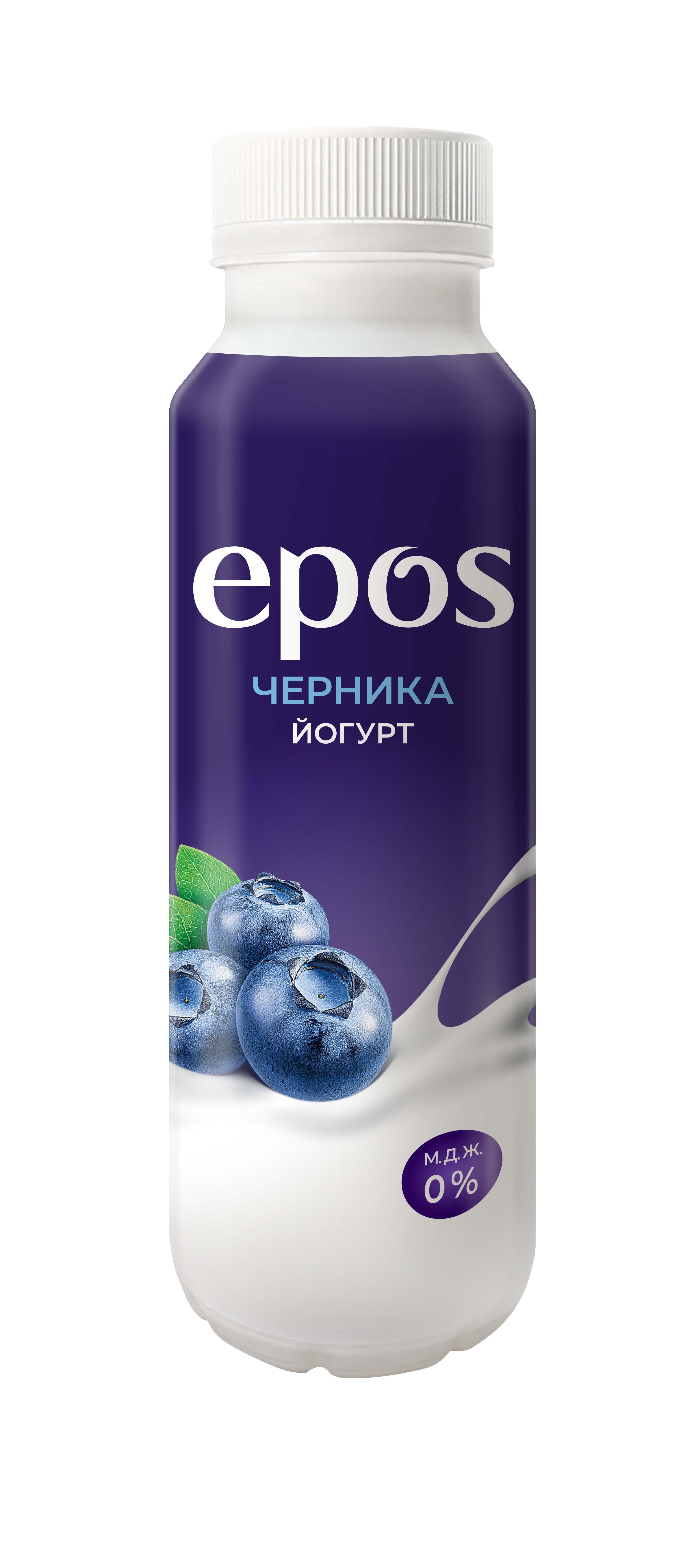 Питьевой йогурт Epos с черникой обезжиренный БЗМЖ 250 г