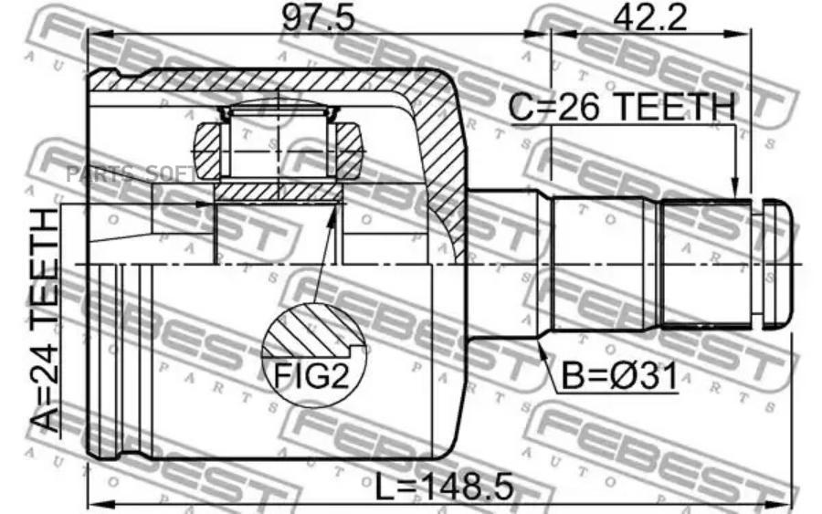 

Шрус внутренний левый 24x31x26 подходит для volvo v50 2004-2011 2711-s80atlh