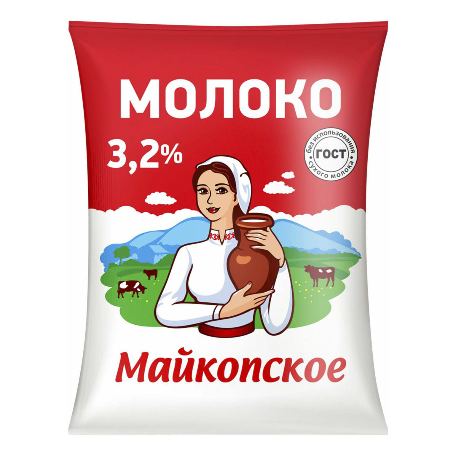 

Молоко 3,2% пастеризованное 900 мл Майкопское