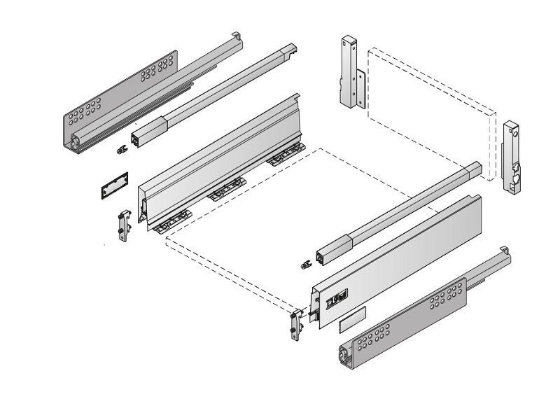 

Комплект фурнитуры ящика HETTICH InnoTech Atira полного выдвижения с Silent System