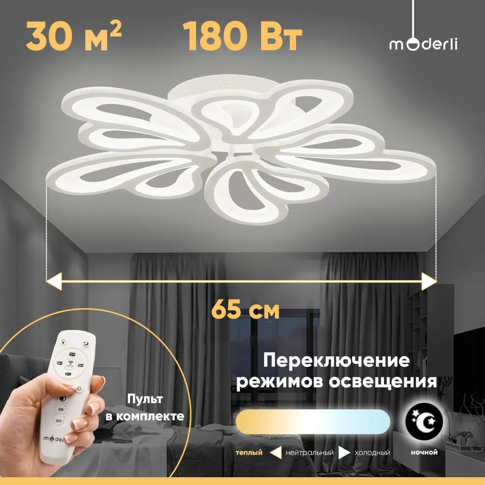 

Люстра потолочная светодиодная Moderli V10180-CL Bience LEDx90W, Bience