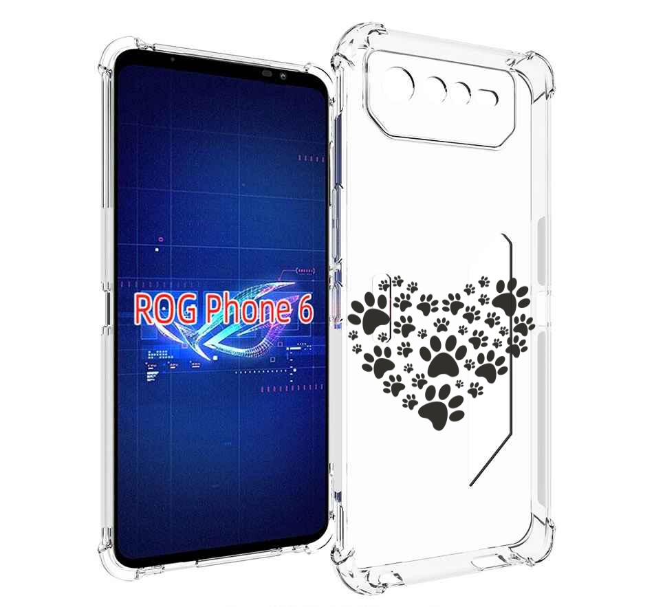 

Чехол MyPads следы-в-сердечке для Asus ROG Phone 6, Прозрачный, Tocco