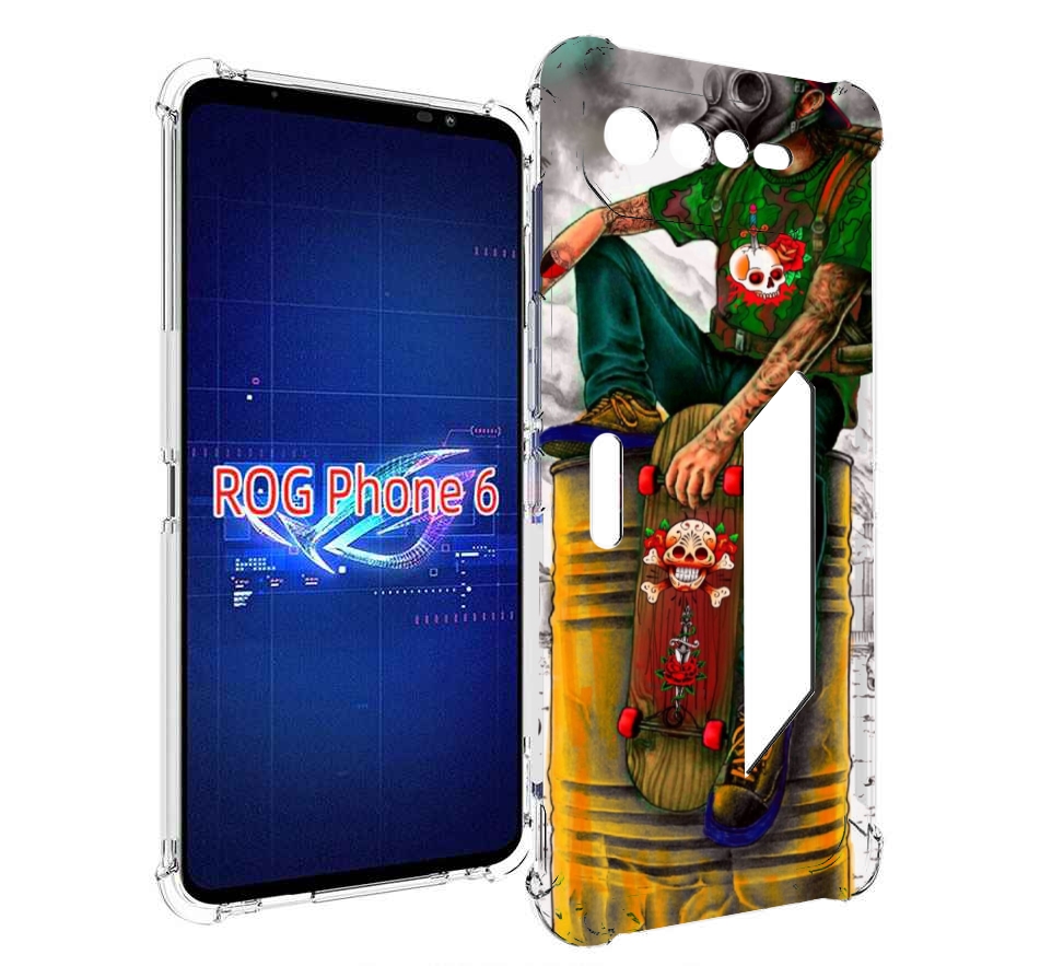 

Чехол MyPads скейтер в противогазе для Asus ROG Phone 6, Прозрачный, Tocco