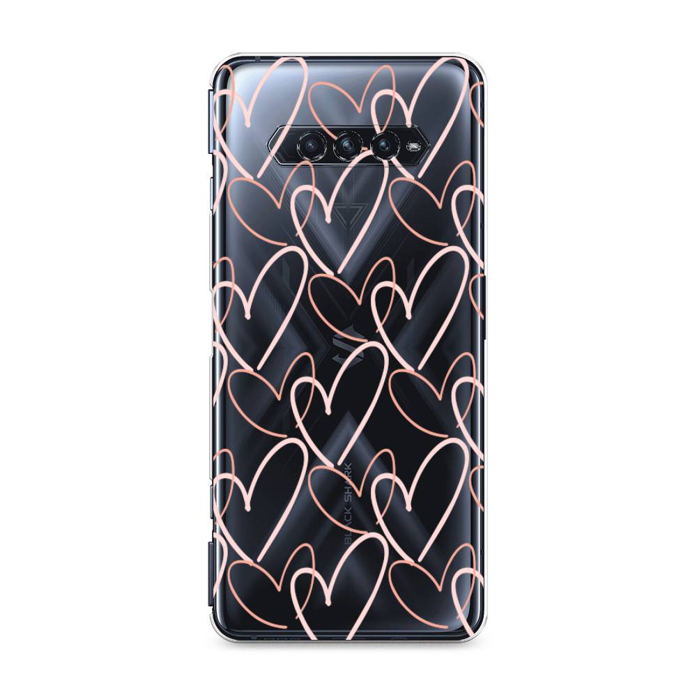 

Чехол на Xiaomi Black Shark 4"Узор из сердечек", Розовый;бежевый, 311150-6