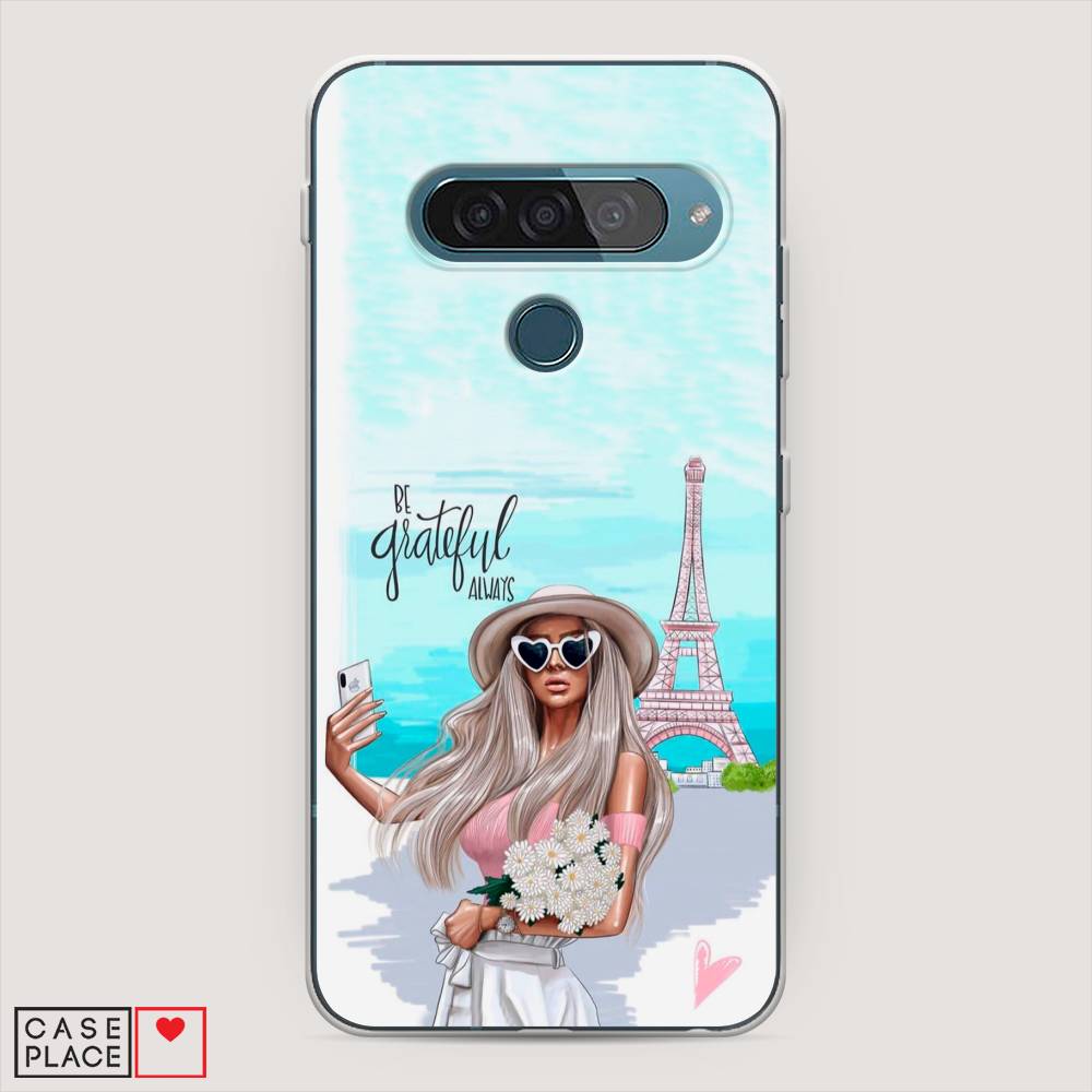 

Чехол для LG G8s ThinQ "Селфи Париж", Голубой;бежевый, 84050-6