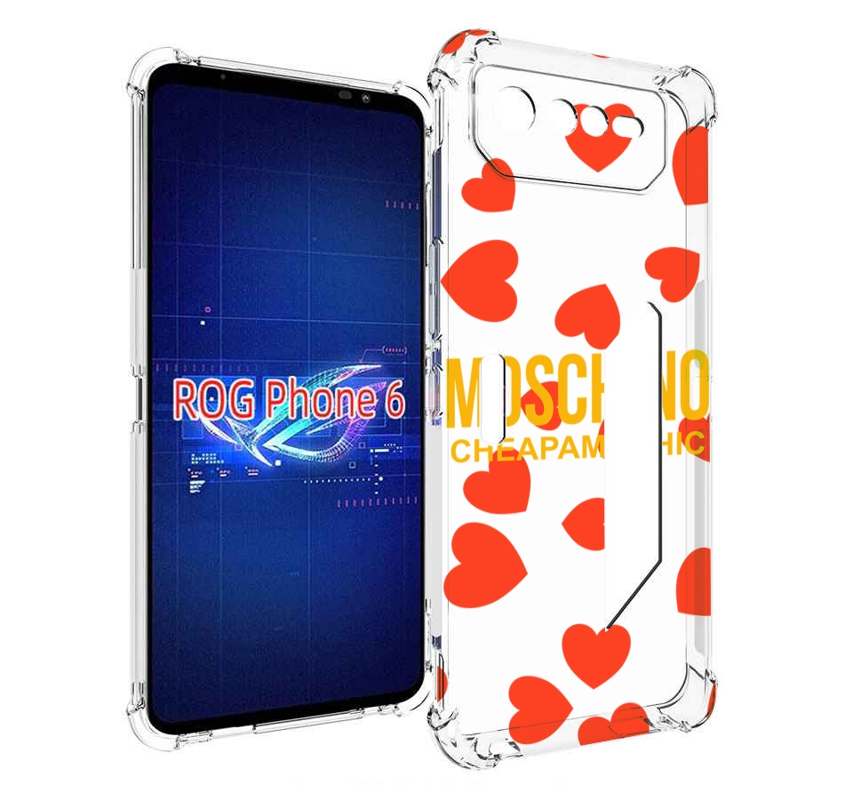 

Чехол MyPads сердца-москино для Asus ROG Phone 6, Прозрачный, Tocco