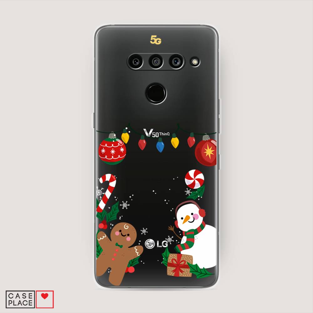 

Чехол на LG V50 ThinQ "Новогоднее настроение", Коричневый;красный;зеленый, 83850-5