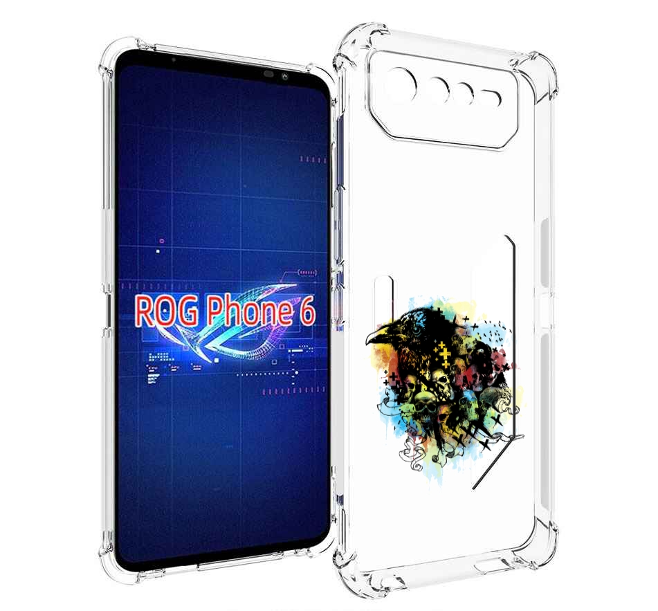 

Чехол MyPads ворон и черепа для Asus ROG Phone 6, Прозрачный, Tocco