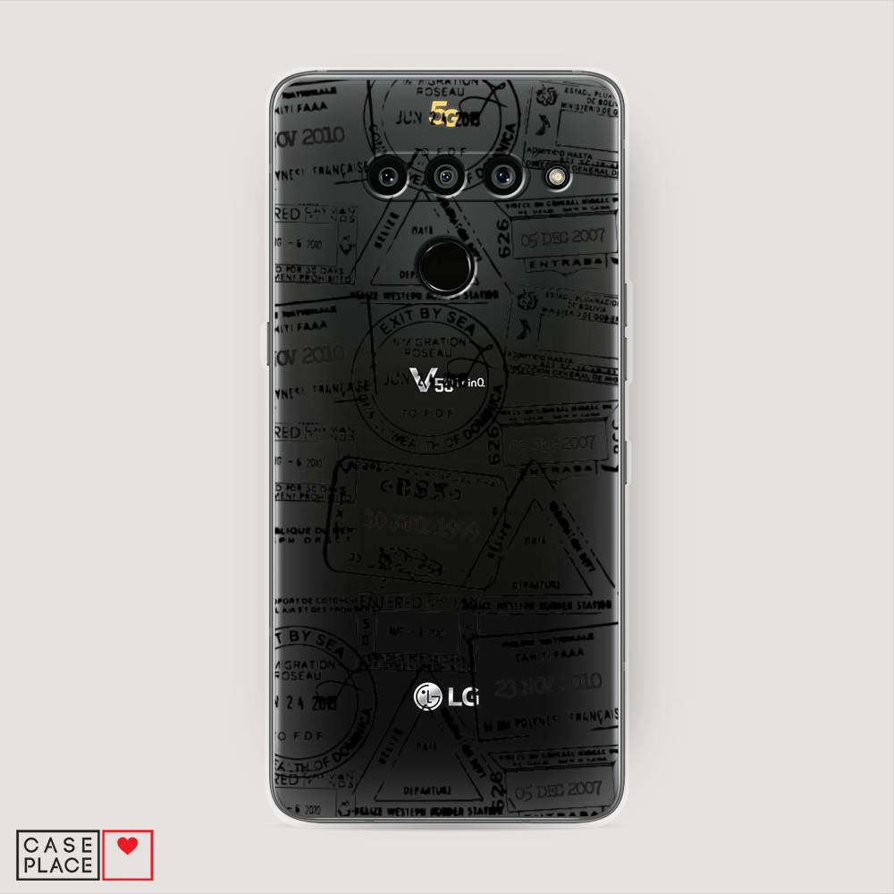 

Чехол на LG V50 ThinQ "Visa stamps 2", Белый;черный;серый, 83850-2