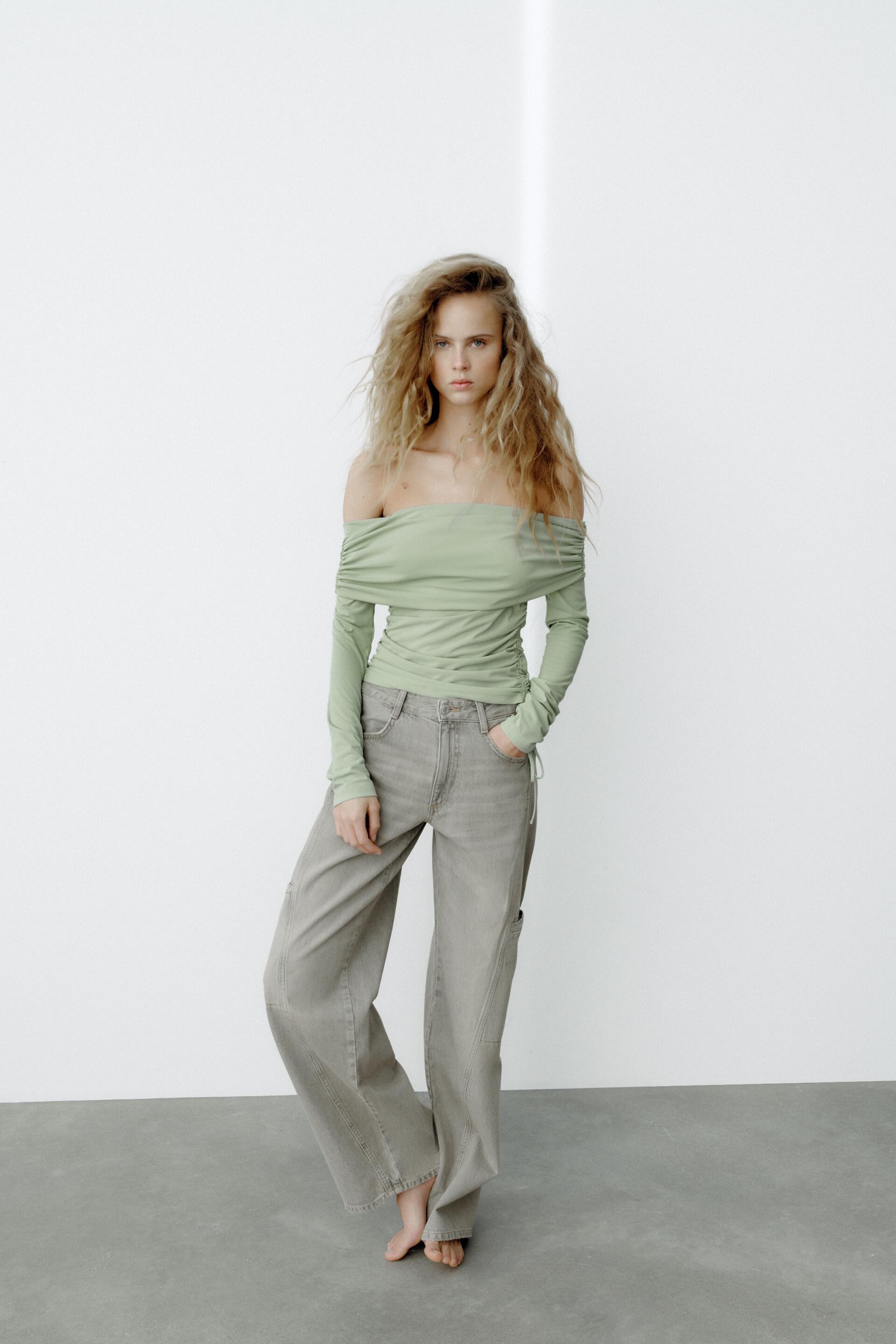 

Джинсы женские ZARA 06045021 бежевые 32 EU (доставка из-за рубежа), Бежевый, 06045021