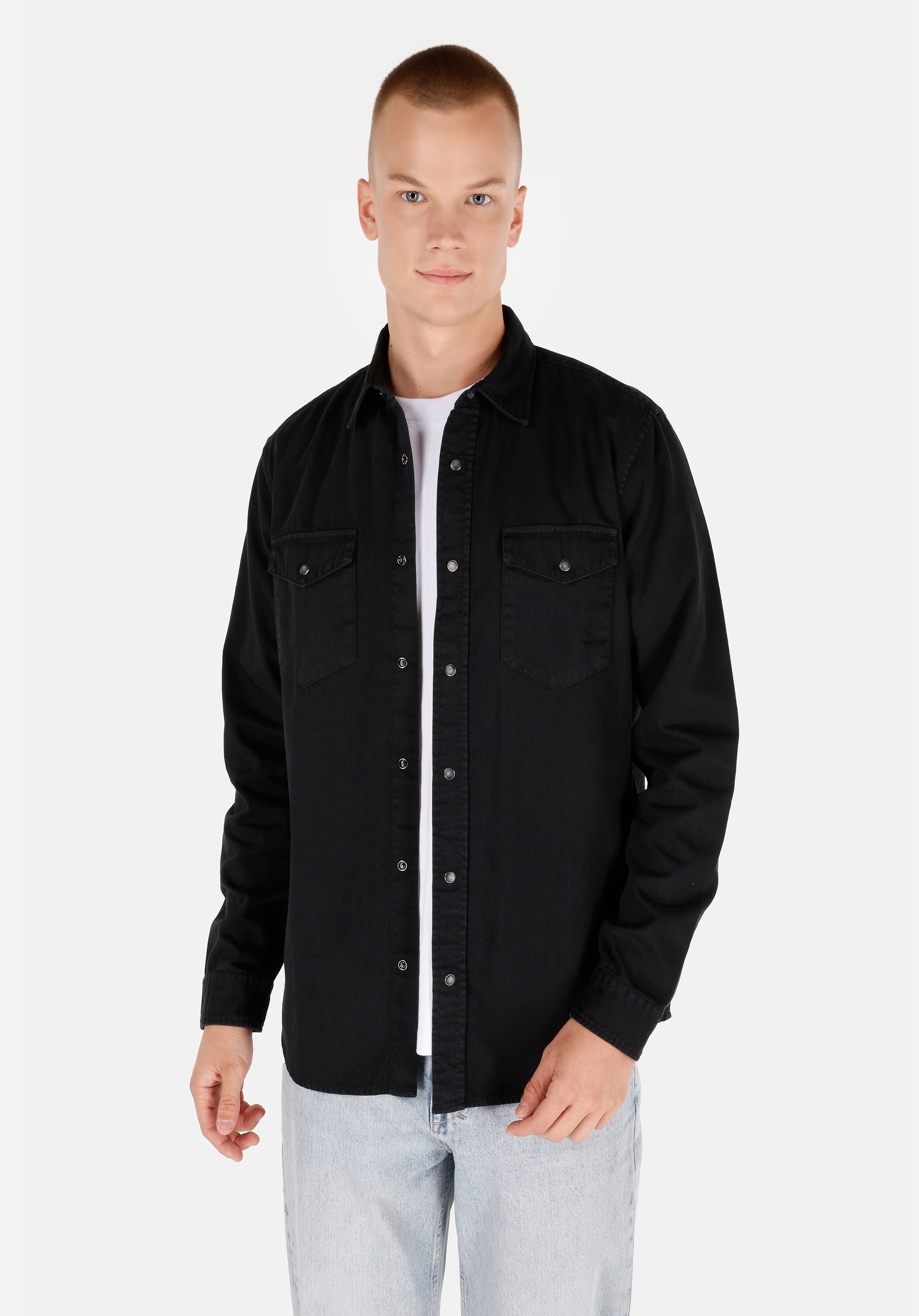

Рубашка мужская Colin's CL1071462 черная 2XL, Черный, CL1071462