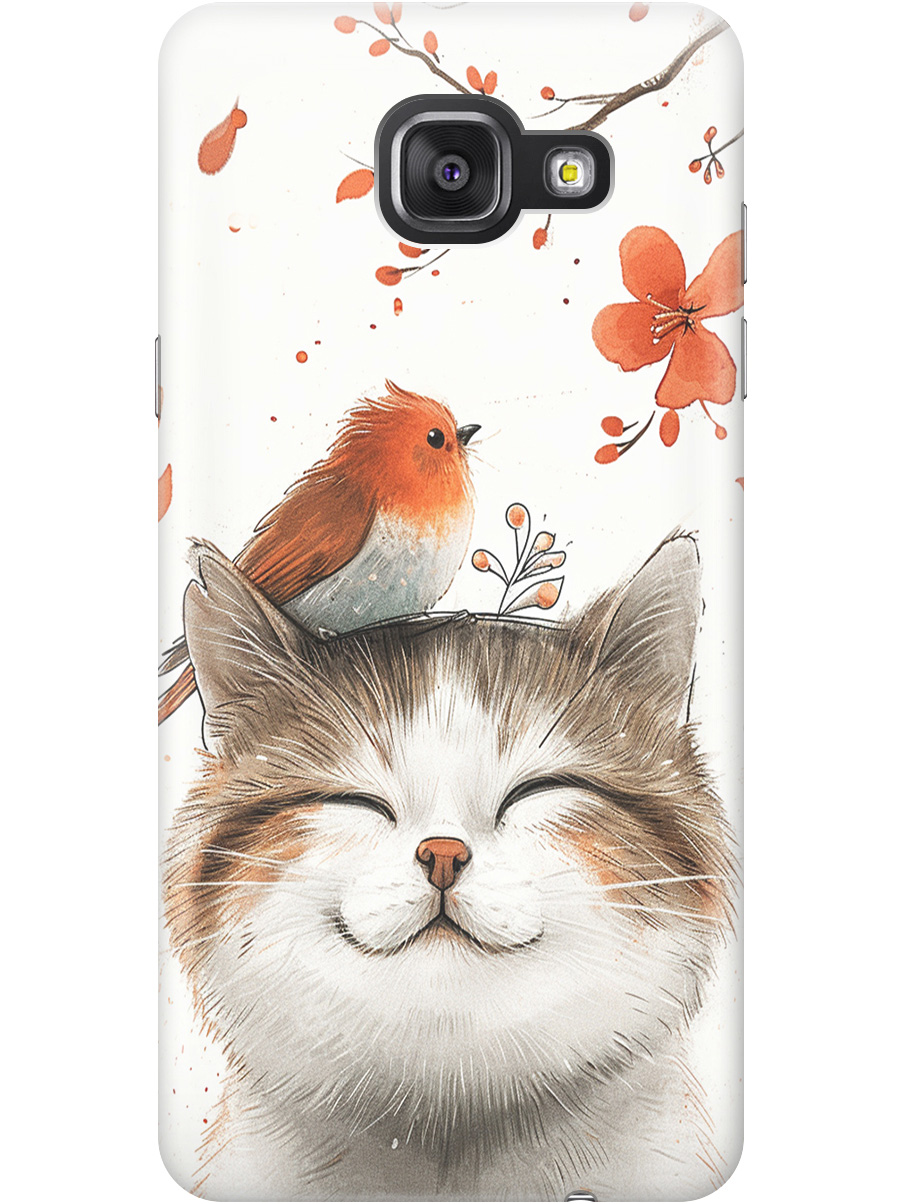 

Силиконовый чехол на Samsung Galaxy A3 (2016) с принтом "Довольный котик и птичка", Прозрачный;белый;красный, 78151711
