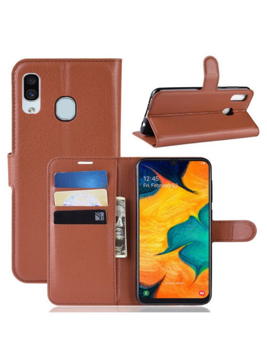 

Чехол Wallet для смартфона Samsung Galaxy A30/Galaxy A20 коричневый