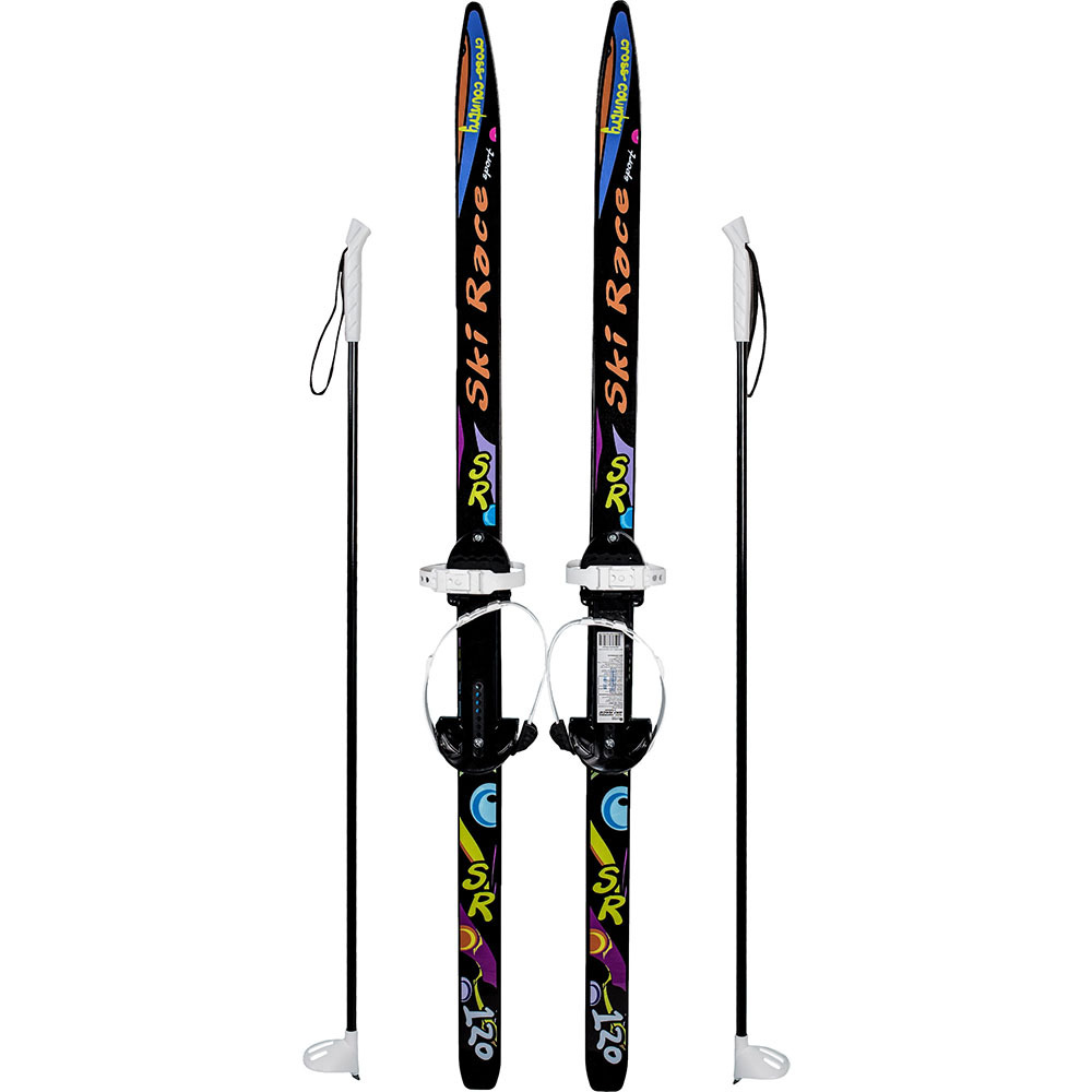 Лыжи подростковые Ski Race с палками, чёрный (120/95)