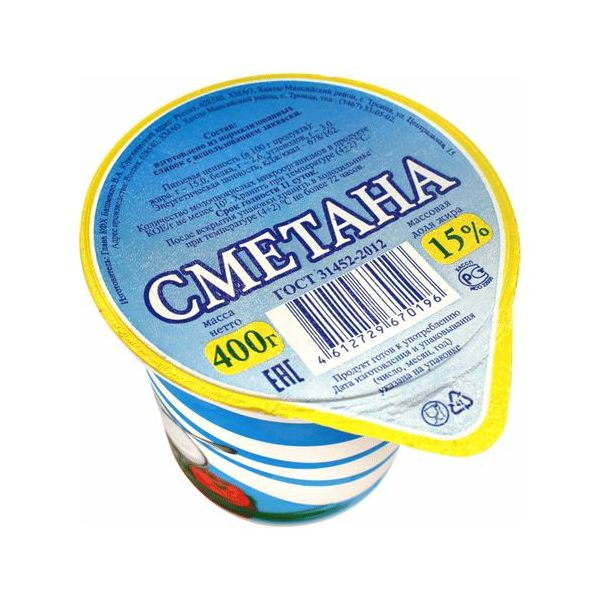 

Сметана Богдашка 15% бзмж 400 г