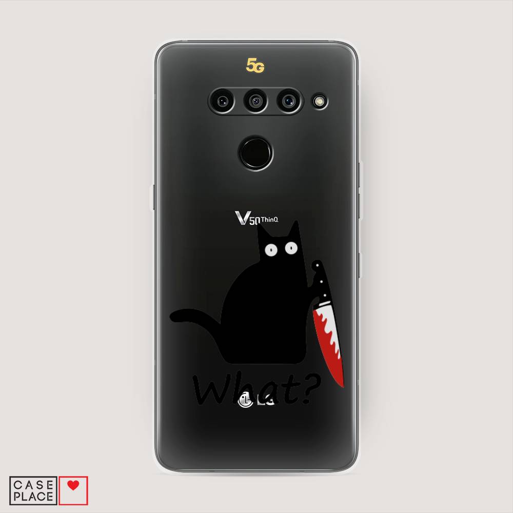 

Чехол на LG V50 ThinQ "Котик с ножом", Черный;красный, 83850-6