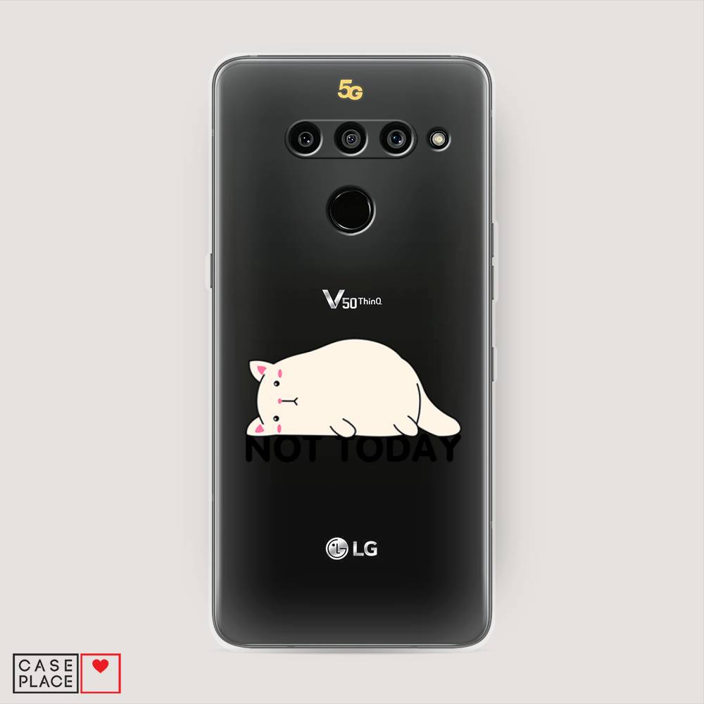 

Чехол на LG V50 ThinQ "Cat not today", Белый;розовый;черный, 83850-1