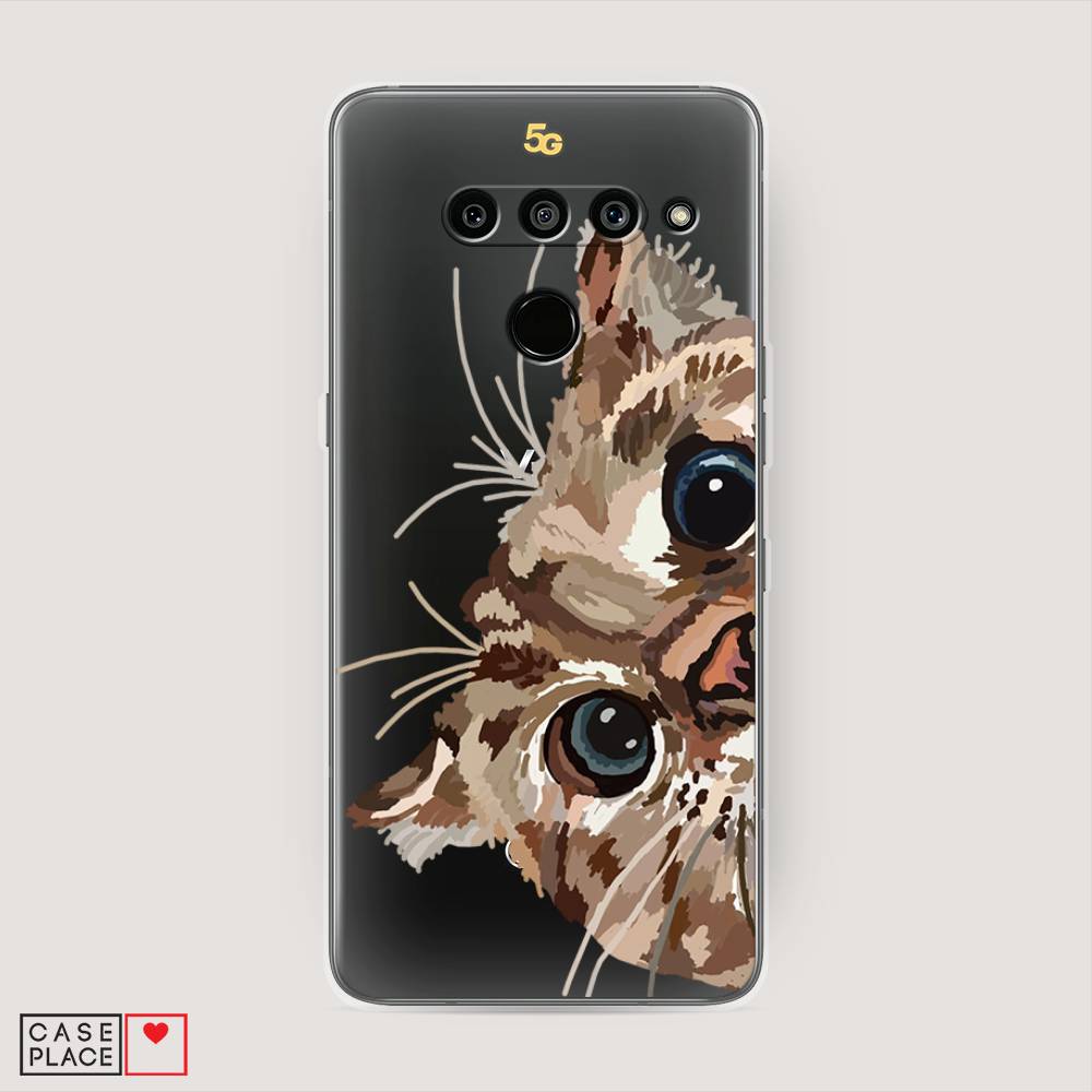 

Чехол на LG V50 ThinQ "Любопытный кот", Коричневый;синий;черный, 83850-1