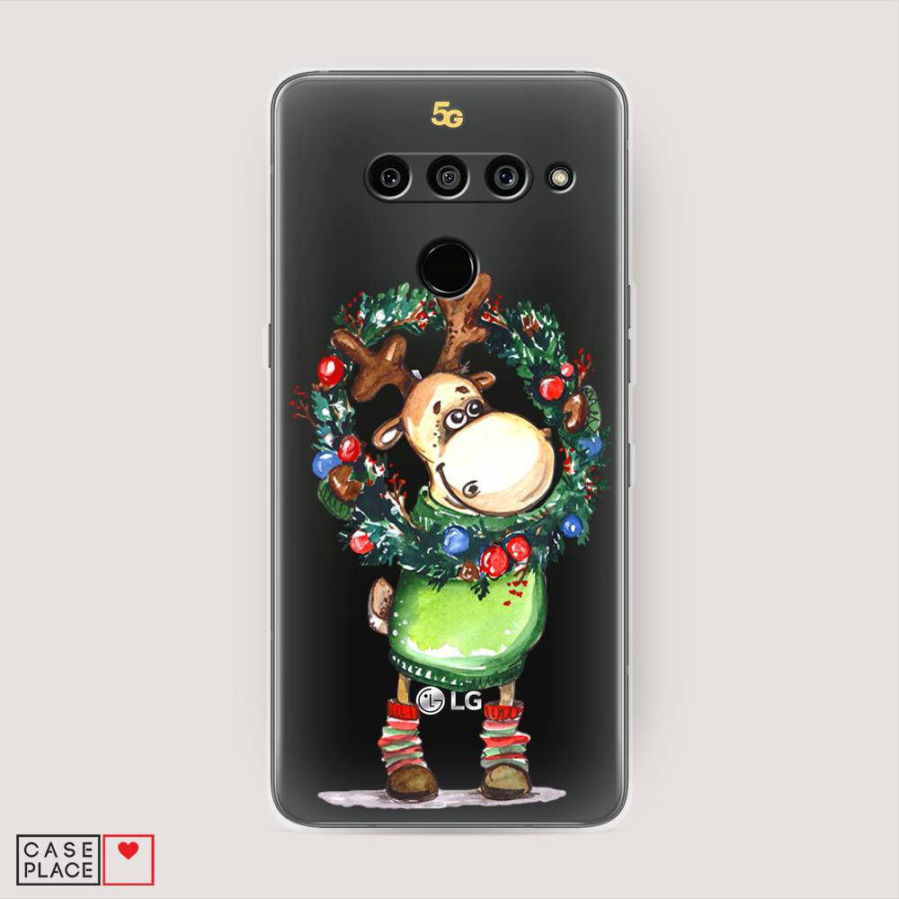 

Чехол на LG V50 ThinQ "Олень с новогодним венком", 83850-4