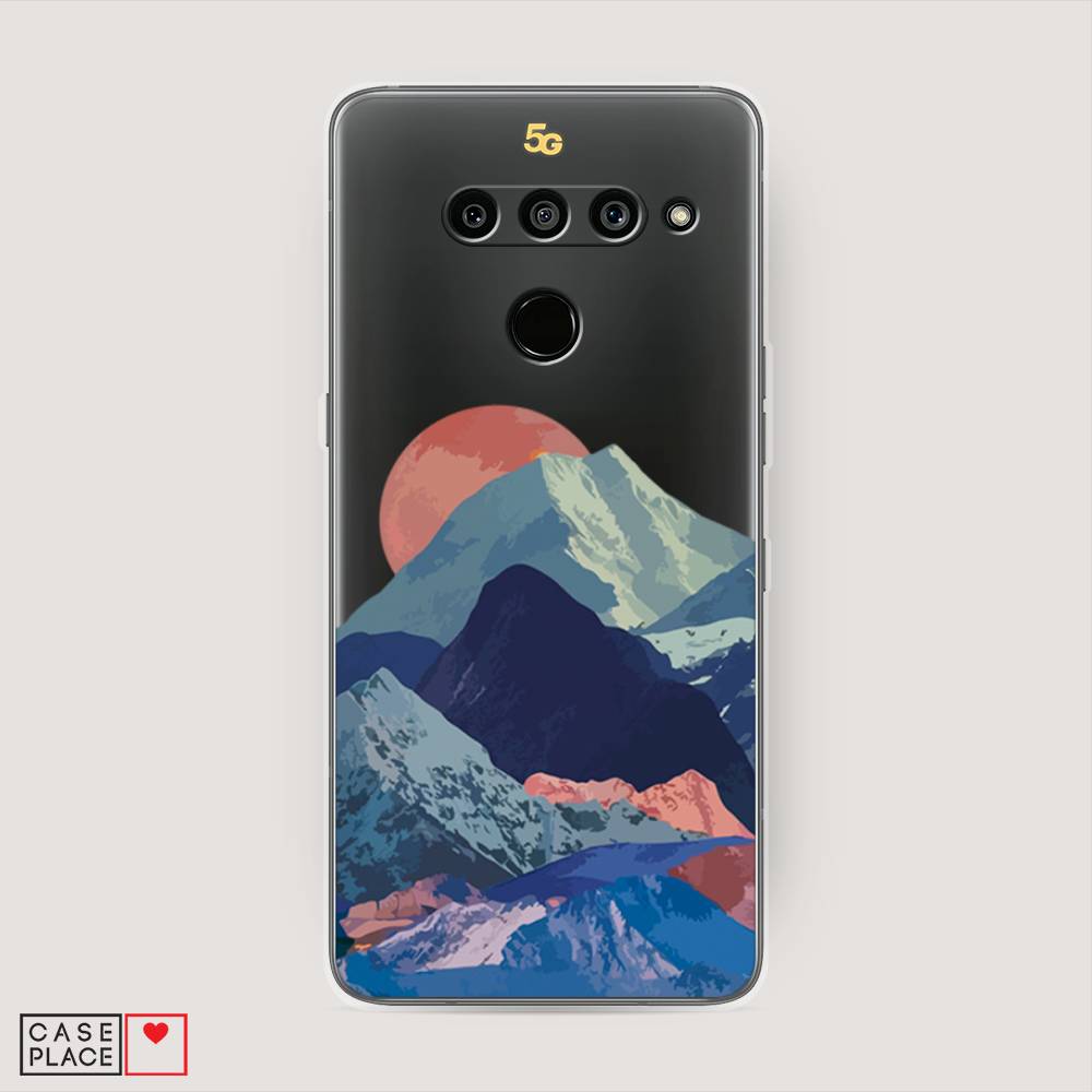 

Чехол на LG V50 ThinQ "Закат в снежных горах", Красный;серый;голубой, 83850-2