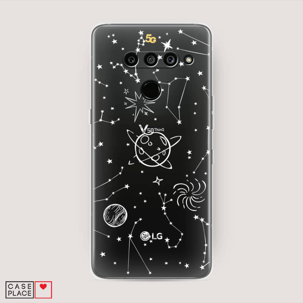 

Чехол на LG V50 ThinQ "Планеты в космосе", Белый, 83850-2